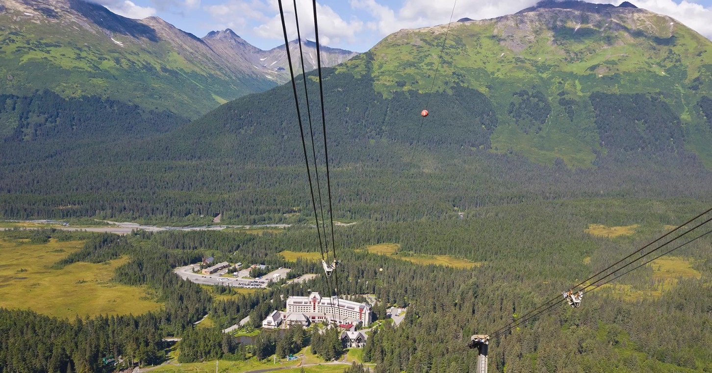 Alyeska Resort and glaciers at sunset